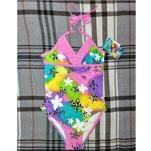 Girls Bathing Suit, One Piece Halter, Sunshine Zone